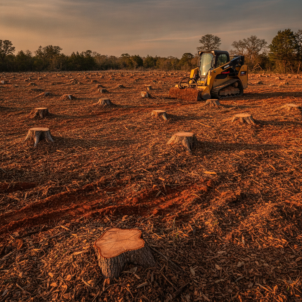 Stump height after clearing — Land Clearing Services guide illustration in Granbury, Texas